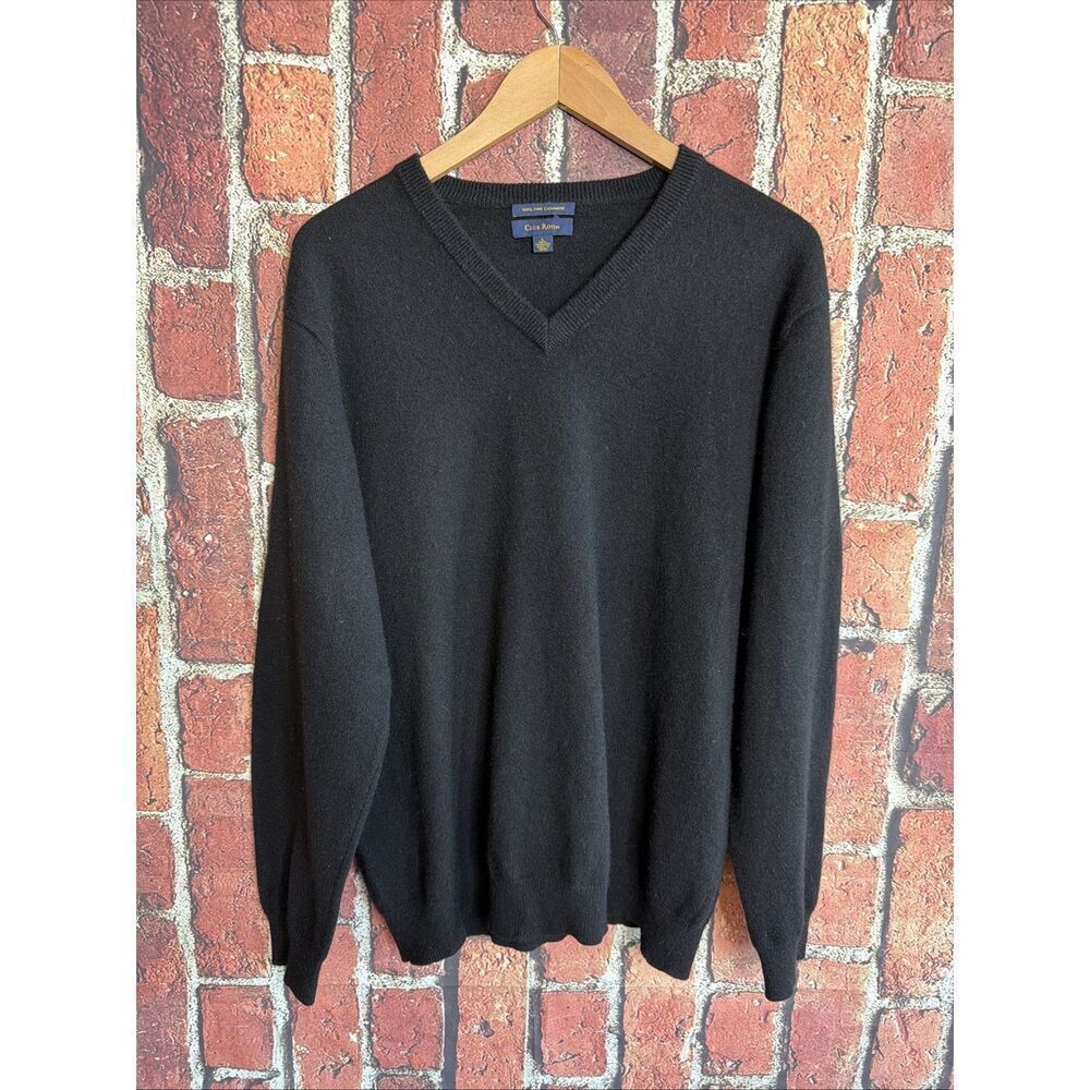 Club Room Men's Black 100% Fine Cashmere V-Neck Pullover Sweater Size Large